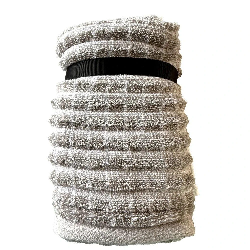 DKNY Hand Towels Beige White Windowpane 100% Cotton 18x28 Super Soft Set of 2